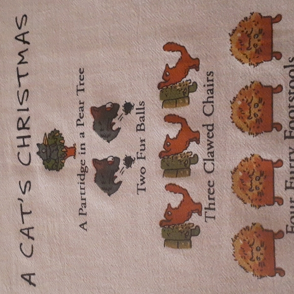 Nwt A CAT'S CHRISTMAS Ktchen towel 100% Cotton 18x26 measurements - Picture 1 of 5